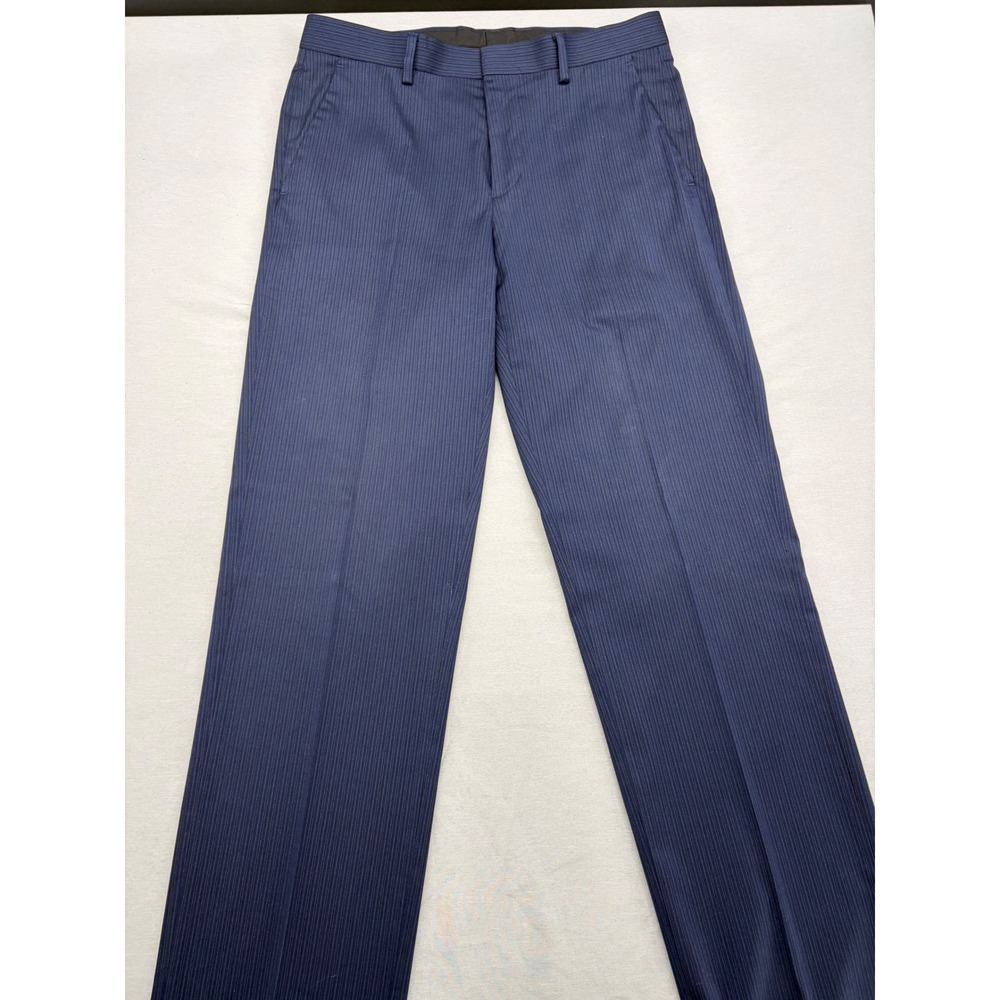 Murano Ultimate Modern Comfort Mens Navy Pinstripe Dress Pants 32x34 Flat Front